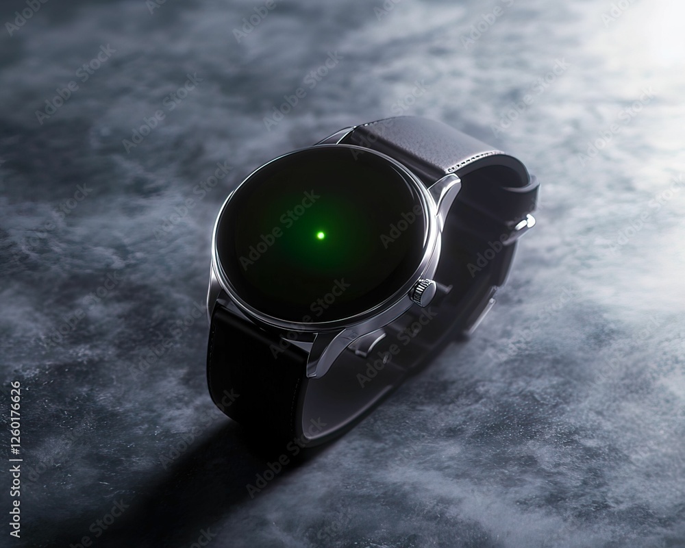 Poster unauthorized access alert on smartwatch closeup digital technology modern environment high-tech view