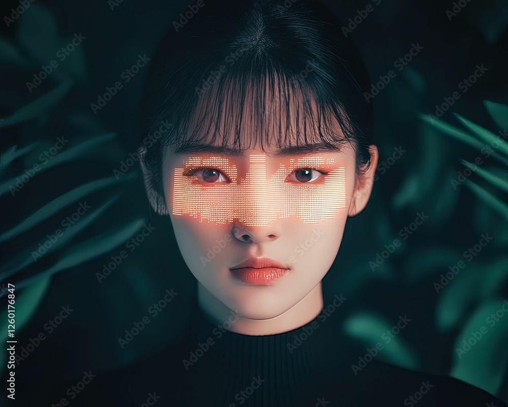 Aufkleber corrupted ai assistant error messages digital realm artistic portrait dark environment close-up tech