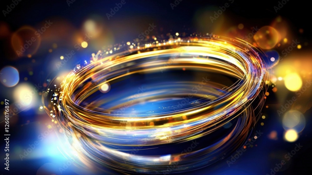 Aufkleber dynamic golden ring animation abstract art digital creation vivid colors close-up view visual impact