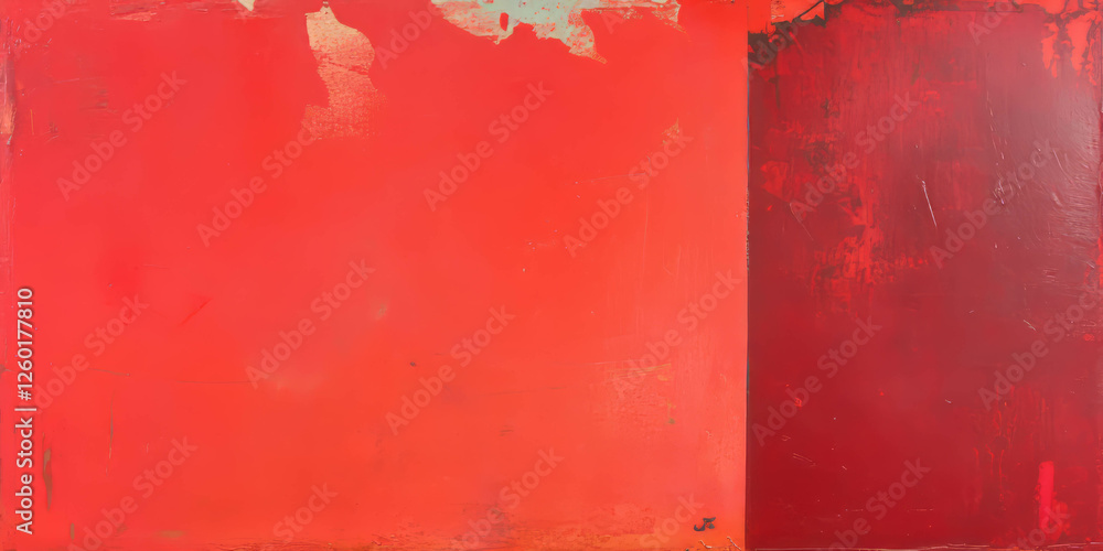 Poster scarlet red wall texture with faded paint and striking grunge patterns in urban setting