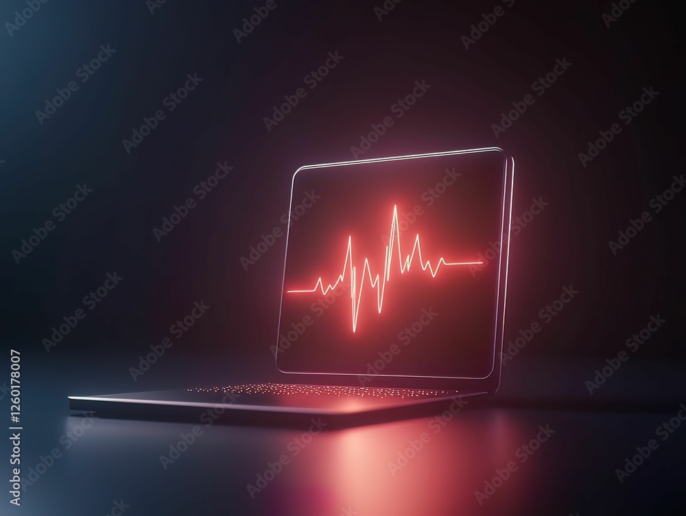Poster healthcare iot device smart monitor with glowing display in a dark environment technology concept me