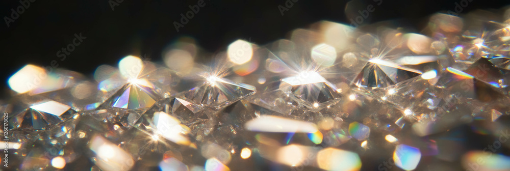 Poster Sparkling texture created by scattered small crystal flares in soft light