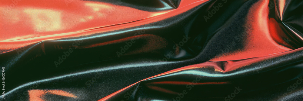 Poster shiny textures of nylon and chrome with interplaying clay details in bright light