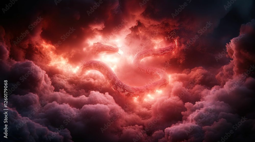 Poster surreal transformation of data clouds into glowing shapes digital realm artwork fantasy atmosphere a