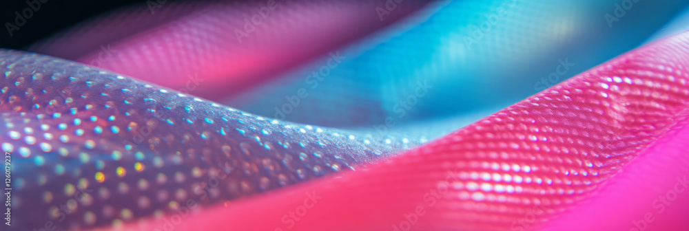 Poster Texture details of shiny PVC material featuring bright neon colors and unique design patterns