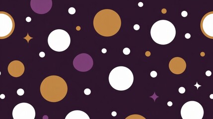 Playful Pattern of Colorful Circles on a Dark Purple Background for Textile Design