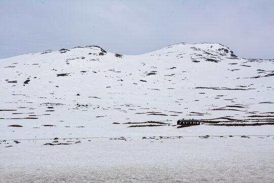 Paysage enneig&eacute; sur le plateau de Hemsedal en Norv&egrave;ge