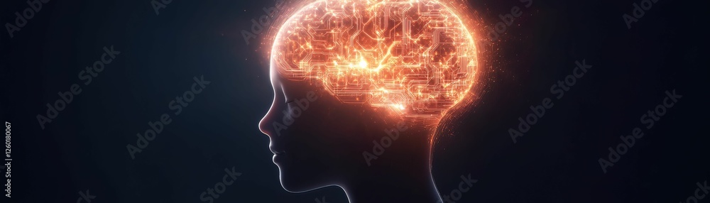 Aufkleber artistic visualization of a hacker's mind with glowing circuits digital realm creative dark backgrou