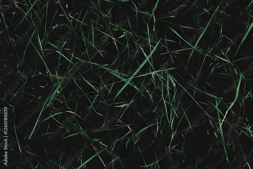 Poster short patchy grass texture with uneven surface and bare spots against a black background