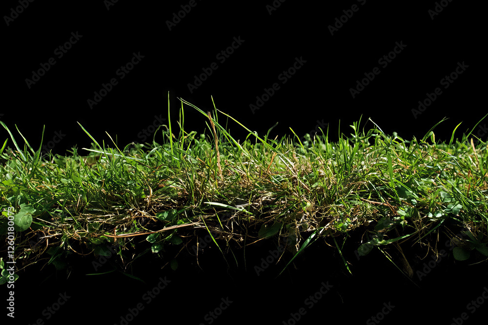 Poster short patchy grass texture with bare spots on a dark background