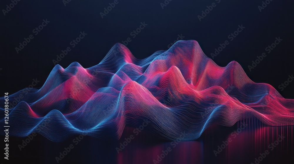 Poster abstract representation of colorful waves on a dark background