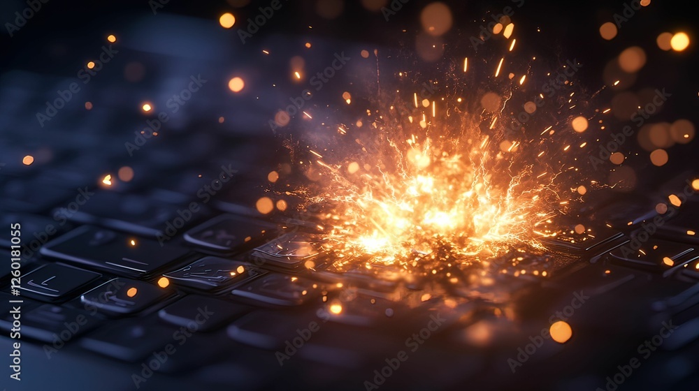 Aufkleber explosive malware visualization cyber environment digital dark setting close-up view concept of cybe