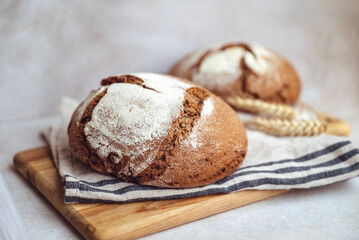 Freshly baked Round Rye bread 