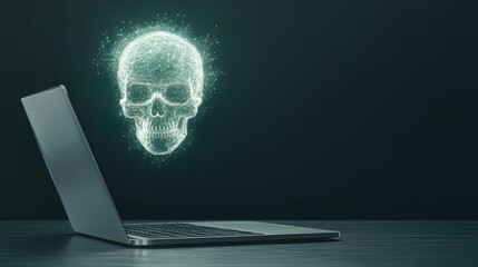 Ransomware threat visualization cybersecurity digital dark environment holographic viewpoint awareness concept