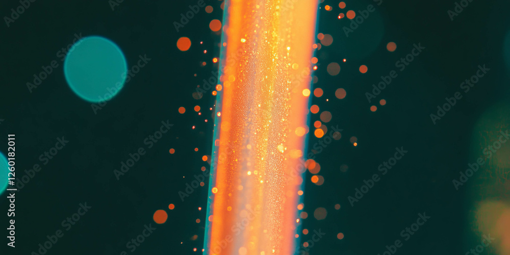 Poster Beautiful elongated bokeh with glowing color gradient on black background