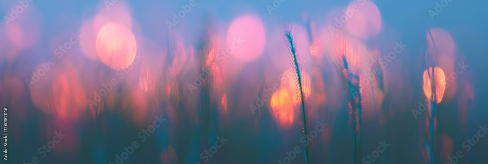 Fototapete Soft elongated bokeh texture with subtle color gradient and diffused glow in a serene setting