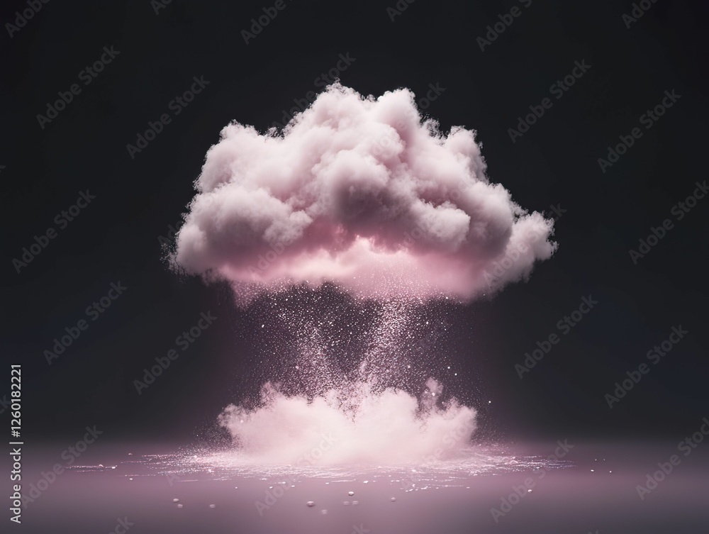 Poster surreal glowing cloud split apart in compressed scale abstract studio digital imagery unique perspec