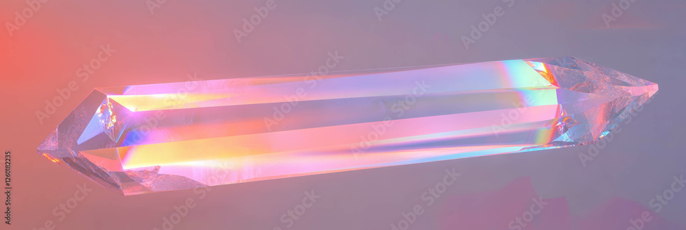 Poster Elongated crystal flare displaying a subtle rainbow gradient with soft edges