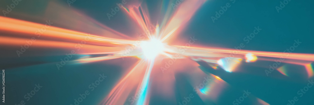 Poster bright central flare highlighted by crystal texture with fading edges in radiant display