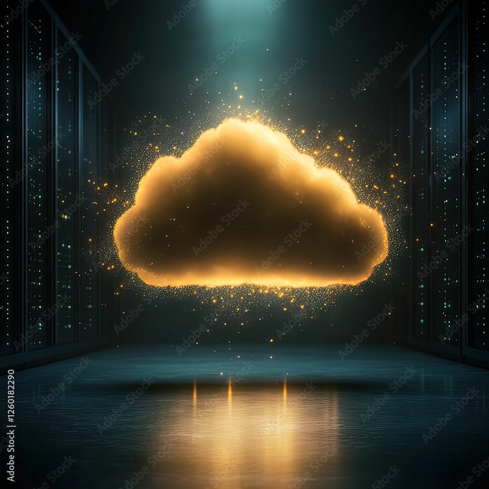 Aufkleber glowing cloud storm visualization digital environment graphic futuristic setting conceptual view sym
