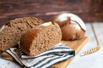 Freshly baked Round Rye bread 