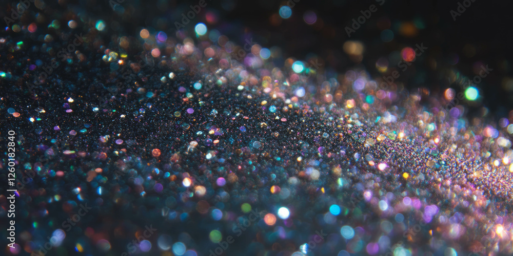 Aufkleber Shimmering bokeh texture on black background creating varied depth and light intensity
