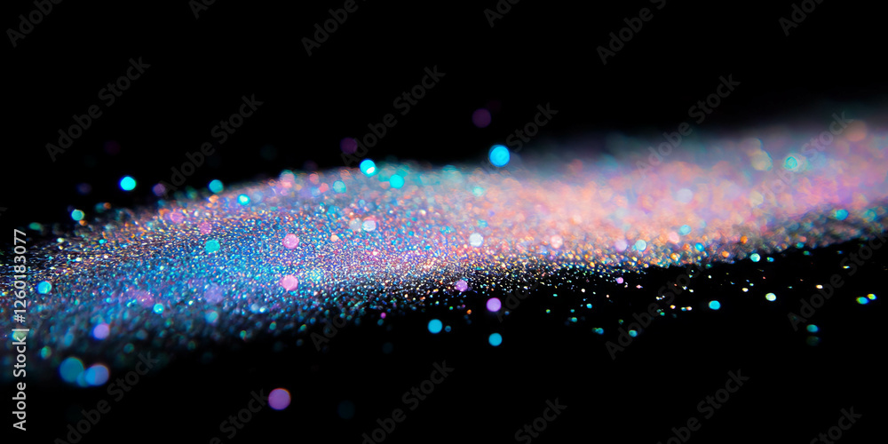 Poster delicate shimmer of pastel bokeh scattered across a black background with shimmering effect