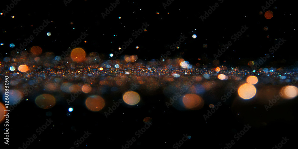 Poster delicate shimmer of scattered bokeh showcasing pastel colors on a black background