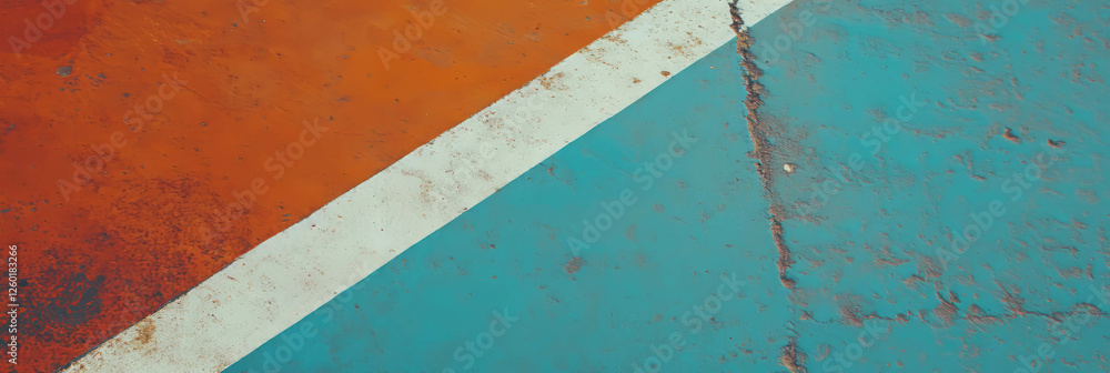 Poster exploration of contrasting textures in urban environments with vibrant colors and materials
