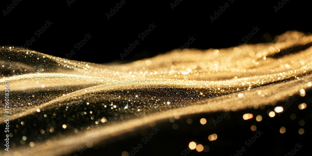 Poster Soft edged bokeh texture in smooth gradient with subtle shimmer on black background