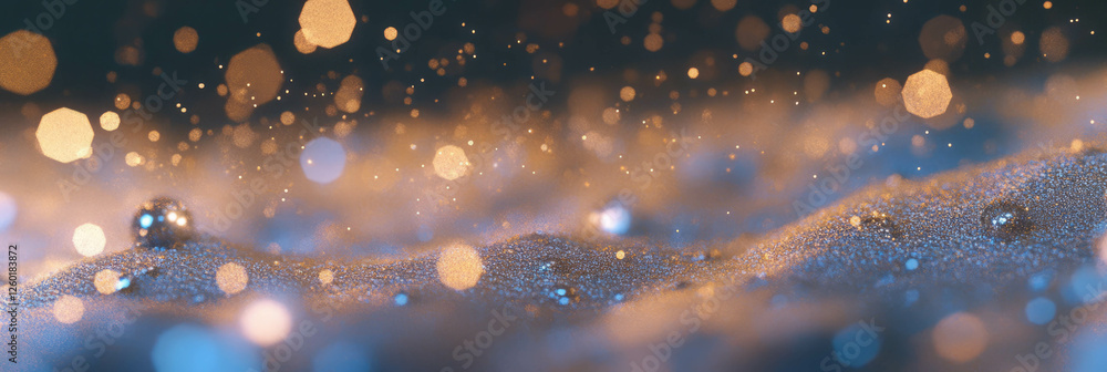 Poster Dynamic shimmering light distribution with concentrated bokeh texture