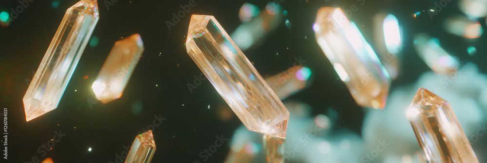 Poster Dynamic light distribution with sparse and concentrated crystal flares in a vibrant setting