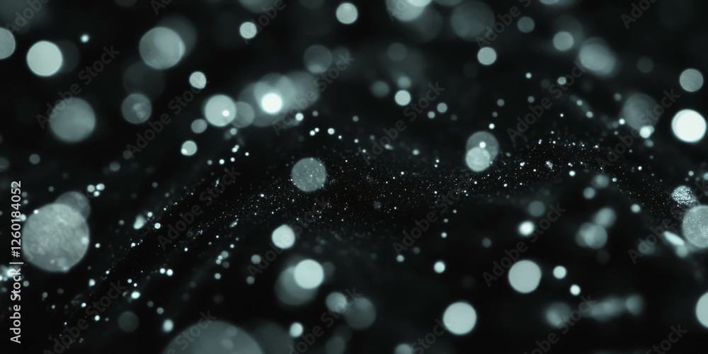Fototapete Texture with sparkling bokeh distribution and soft light on a black background