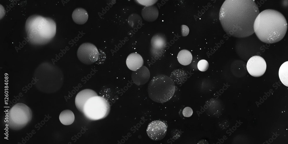 Aufkleber Subtle sparkle and soft diffusion in a sparse bokeh texture against a black background