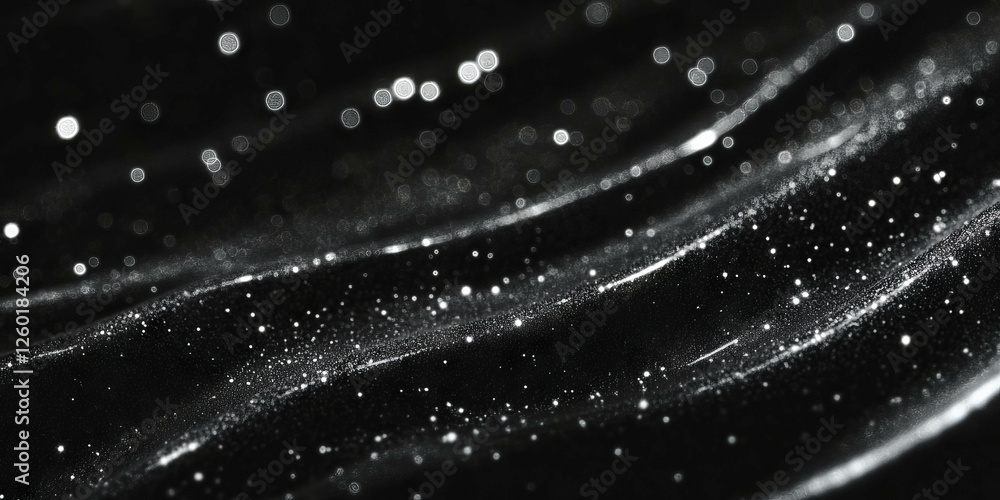 Poster Sparse bokeh texture creates a shimmering effect against a deep black background