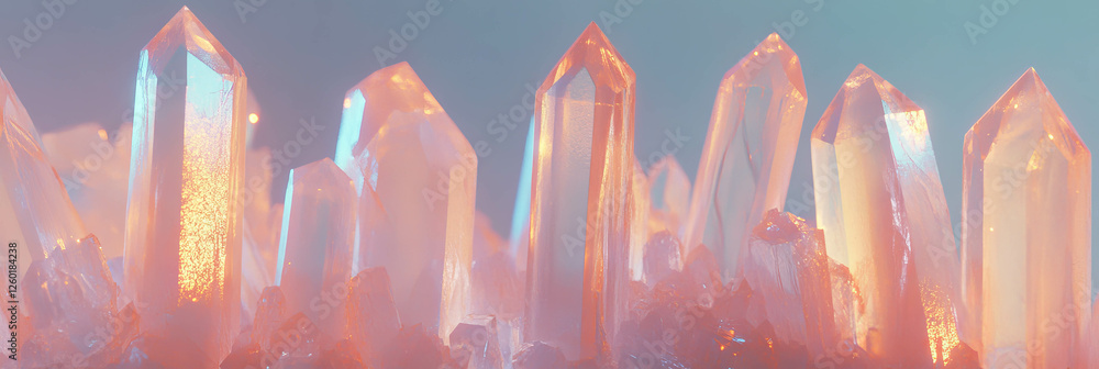 Aufkleber Sparse crystal flares emit soft glow with scattered points of light in tranquil setting