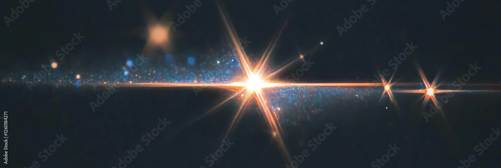 Poster Stunning display of star-shaped bokeh texture with sharp points and sparkling central light