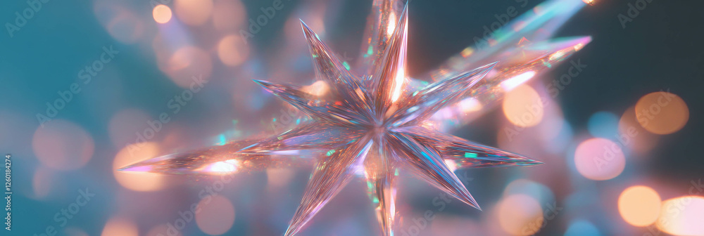 Poster Star-shaped bokeh creates a dazzling display of light and texture against a blurred backdrop