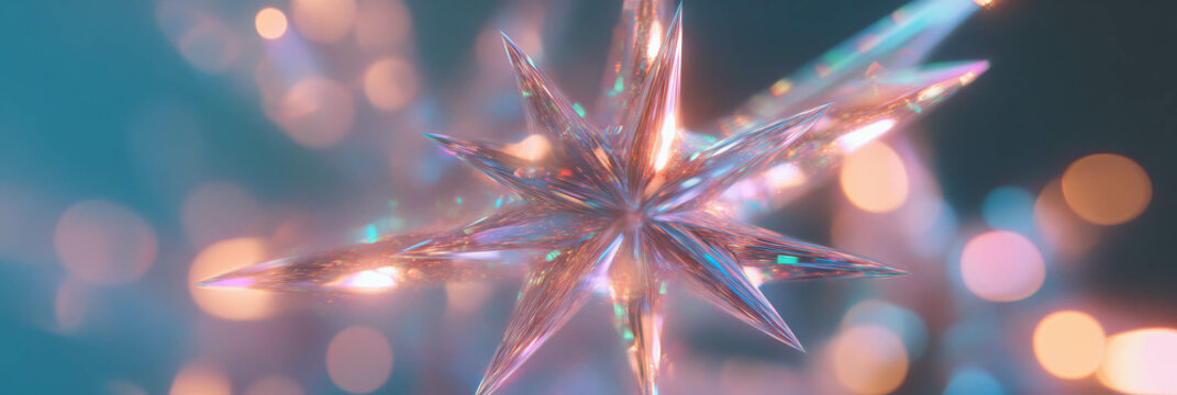 Star-shaped bokeh creates a dazzling display of light and texture against a blurred backdrop