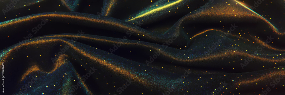 Poster rich texture of stretch nylon lycra with polished gold and grainy dust glimmering in light