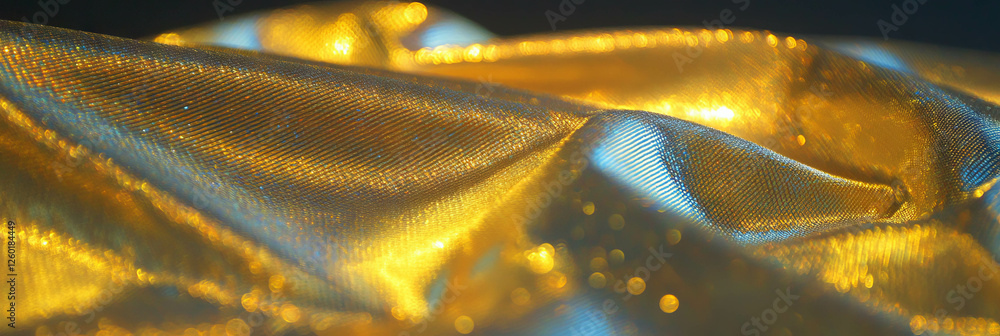 Poster textures of stretch nylon lycra and polished gold under soft light create striking visual contrast