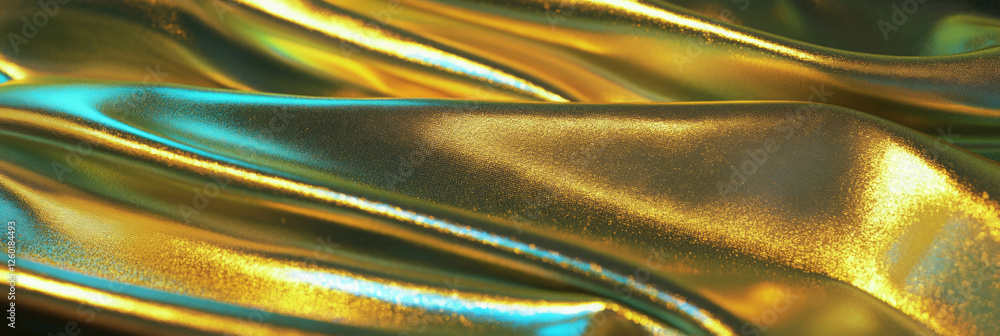 Aufkleber polished gold and stretch nylon lycra fabric create vivid textures and reflections in dynamic light