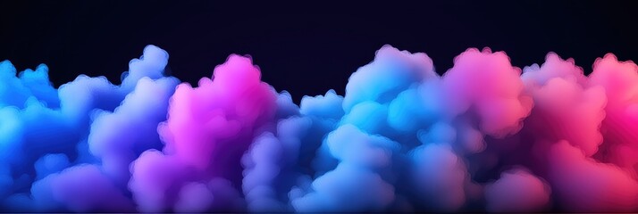 Vibrant blue and pink smoke clouds on a black background.