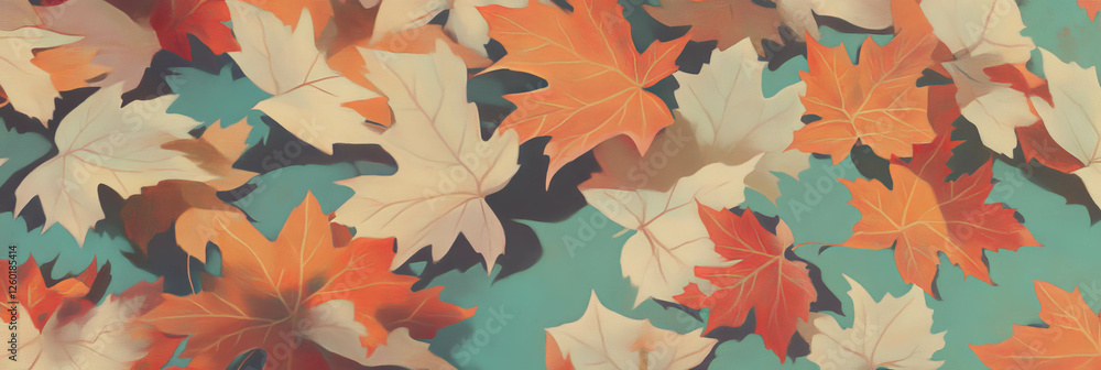 Aufkleber stylized maple leaf pattern showcasing soft oranges with an autumnal touch
