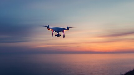 Drone aircraft aerial photography over the sea