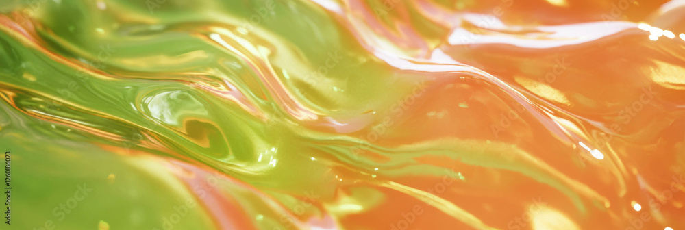 Poster thick aloe gel texture flows slowly with smooth, mirror-like surface reflecting light
