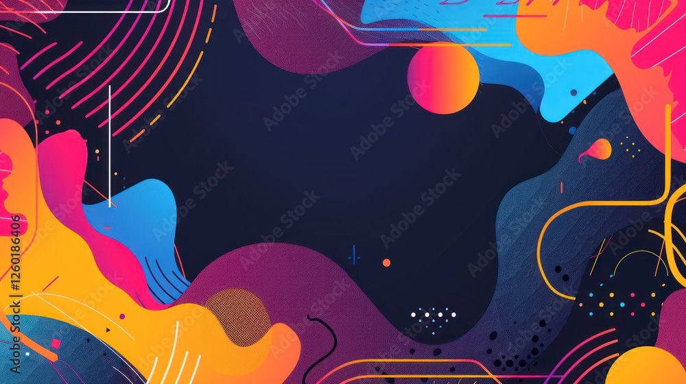 Poster vibrant abstract background with colorful shapes and lines