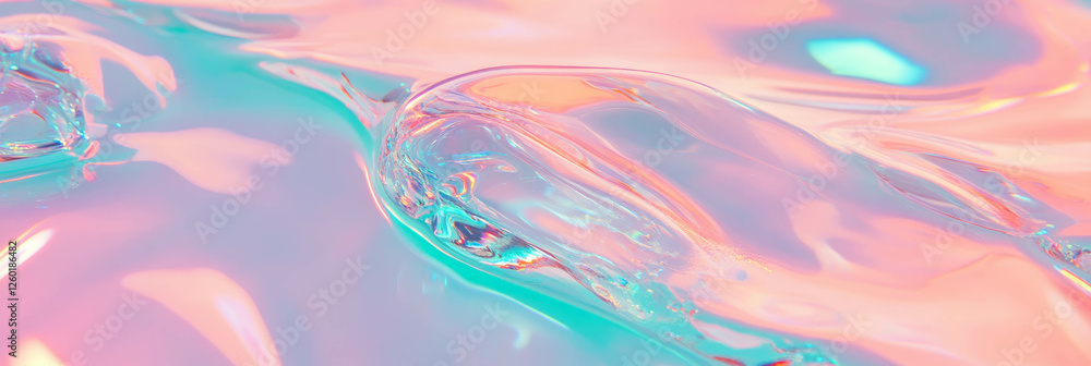 Poster thick translucent gel with smooth surface and slow flow on elegant background