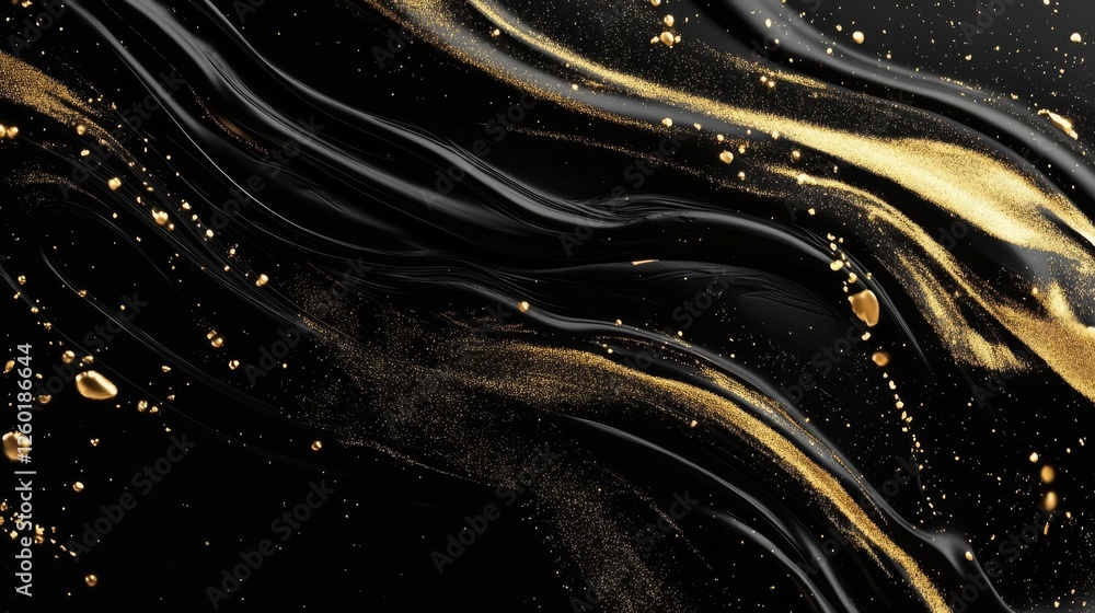 Aufkleber swirling patterns of black and gold create an elegant, abstract texture in dynamic motion