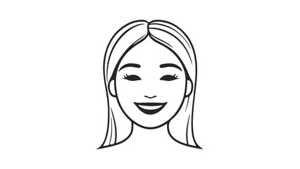 girl with long hair and smile on her face vector illustration